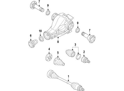 2013 Audi A7 Quattro Rear Axle, Axle Shafts & Joints, Differential, Drive Axles, Propeller Shaft