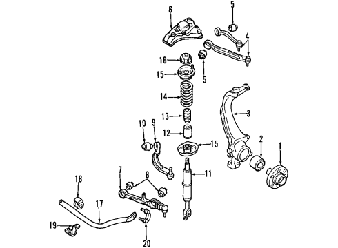 1999 Audi A8 Quattro Front Suspension Components, Lower Control Arm, Stabilizer Bar