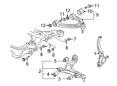 2013 Audi Q7 Front Suspension Components, Lower Control Arm, Upper Control Arm, Stabilizer Bar