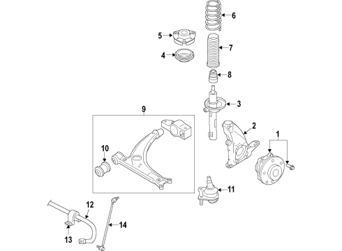 2017 Audi Q3 Quattro Front Suspension Components, Lower Control Arm, Ride Control, Stabilizer Bar