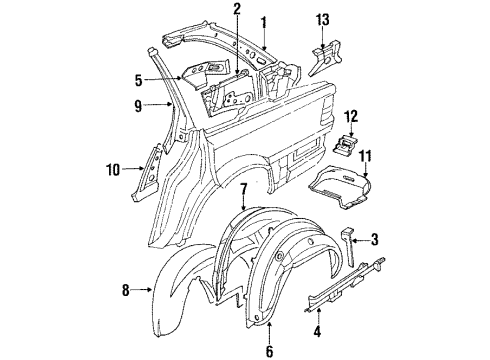 1992 Audi V8 Quattro Inner Components - Quarter Panel