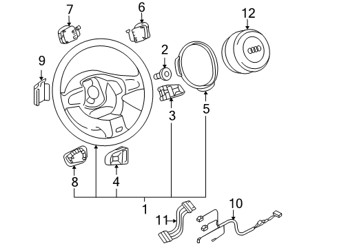 2007 Audi A8 Quattro Steering Column & Wheel, Steering Gear & Linkage