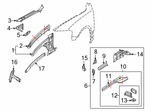 2009 Audi Q7 Structural Components & Rails