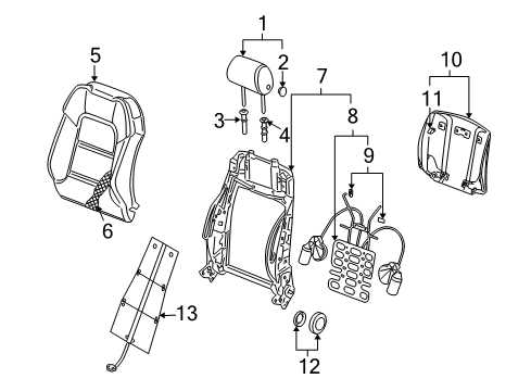 2008 Audi RS4 Front Seat Components Diagram 1