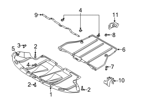 2000 Audi A4 Quattro Splash Shields Diagram 1