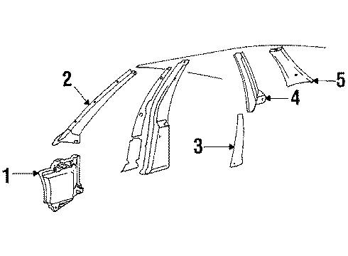 1987 Audi 5000 Quattro Rear Door Trim, Interior Trim Diagram 1