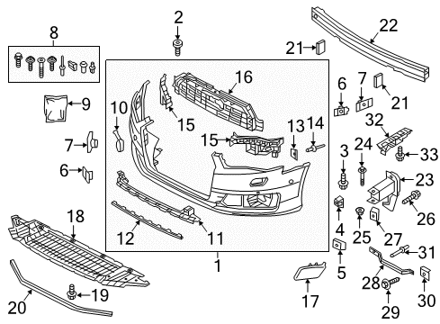 2016 Audi A6 Front Bumper Diagram 1