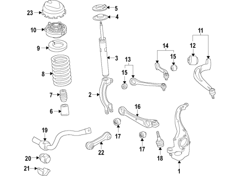 2023 Audi Q7 Front Suspension Components, Lower Control Arm, Upper Control Arm, Ride Control, Stabilizer Bar