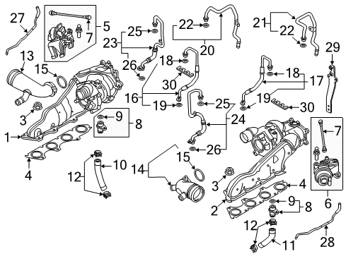 2014 Audi A8 Quattro Turbocharger Diagram for 059-145-874-M