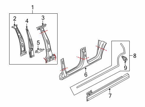 2010 Audi Q5 Center Pillar & Rocker