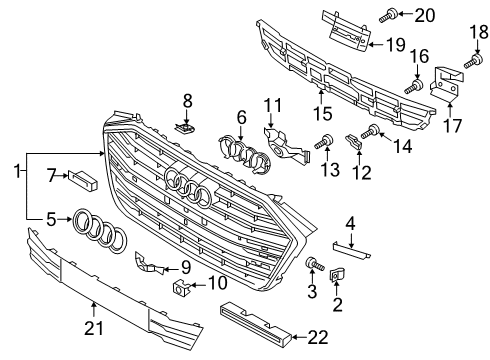 2020 Audi A8 Quattro Grille & Components Diagram 4