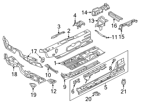 2015 Audi A3 Pillars, Rocker & Floor - Floor & Rails