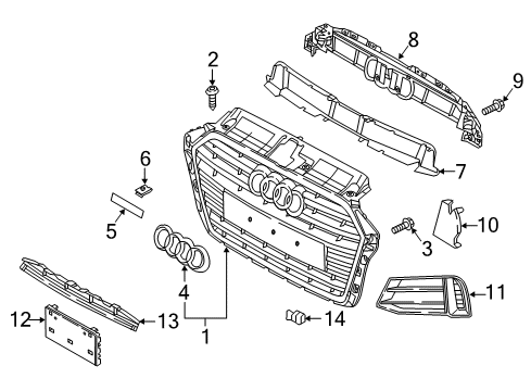 2019 Audi A3 Grille & Components Diagram 1