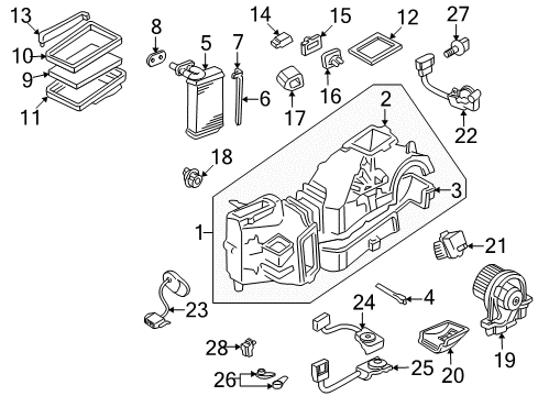 2006 Audi TT A/C Evaporator & Heater Components