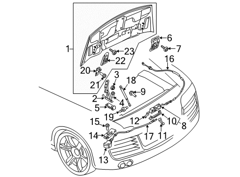 2012 Audi R8 Engine Lid & Components Diagram 1