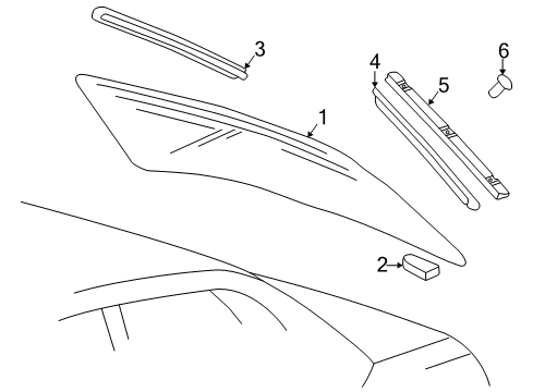 1996 Audi A4 Back Glass, Reveal Moldings