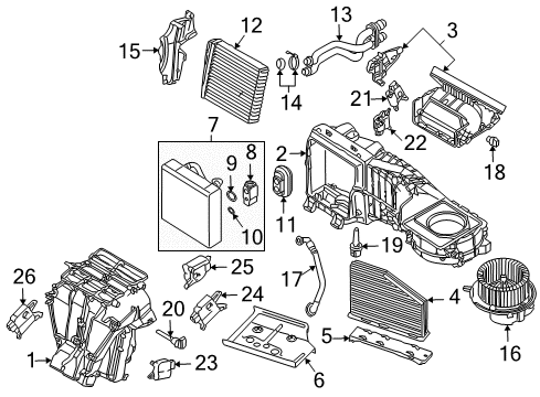 2007 Audi A3 Quattro A/C Evaporator & Heater Components