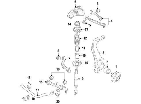 2015 Audi SQ5 Front Suspension, Control Arm, Stabilizer Bar Diagram 2