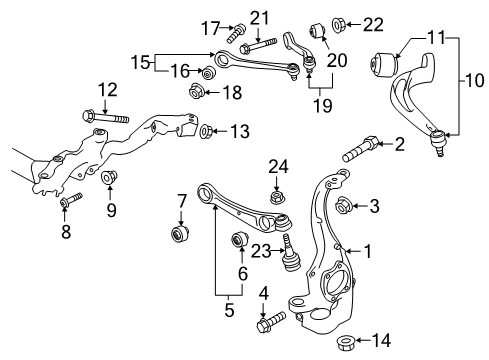 2018 Audi RS7 Front Suspension Components, Lower Control Arm, Upper Control Arm, Ride Control, Stabilizer Bar