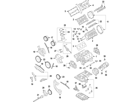 2015 Audi SQ5 Engine Parts, Mounts, Cylinder Head & Valves, Camshaft & Timing, Variable Valve Timing, Oil Cooler, Oil Pan, Oil Pump, Balance Shafts, Crankshaft & Bearings, Pistons, Rings & Bearings