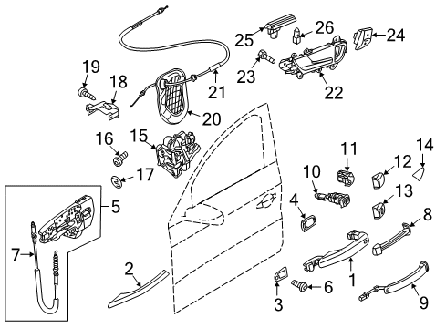 2017 Audi Q5 Front Door - Lock & Hardware Diagram 1