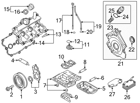 2017 Audi A7 Quattro Engine Parts, Mounts, Cylinder Head & Valves, Camshaft & Timing, Variable Valve Timing, Oil Cooler, Oil Pan, Oil Pump, Balance Shafts, Crankshaft & Bearings, Pistons, Rings & Bearings