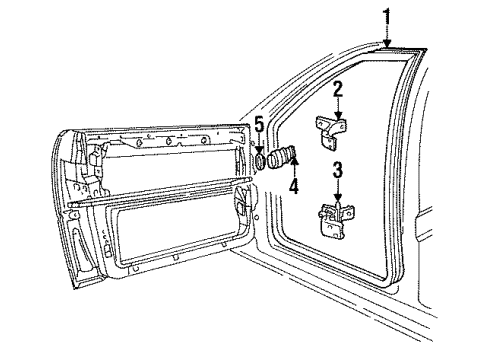 1994 Audi 90 Quattro Front Door - Weatherstrip & Hinge