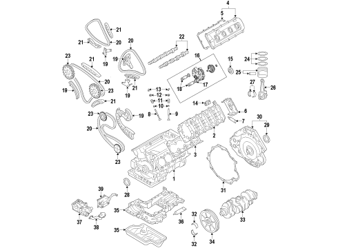 2010 Audi S5 Engine Parts, Mounts, Cylinder Head & Valves, Camshaft & Timing, Variable Valve Timing, Oil Cooler, Oil Pan, Oil Pump, Crankshaft & Bearings, Pistons, Rings & Bearings