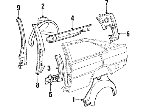 1986 Audi Coupe Inner Components - Quarter Panel