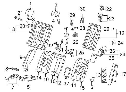 2007 Audi RS4 Rear Seat Components Diagram 1