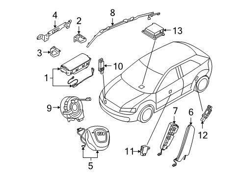 2007 Audi A3 Quattro Air Bag Components