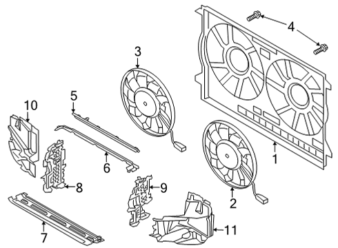 2021 Audi A8 Quattro Cooling System, Radiator, Water Pump, Cooling Fan Diagram 1