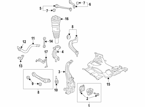 2020 Audi A8 Quattro Front Suspension Components, Lower Control Arm, Upper Control Arm, Ride Control, Stabilizer Bar