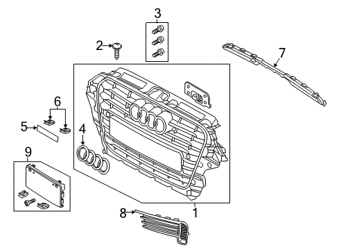 2015 Audi A3 Grille & Components Diagram 2