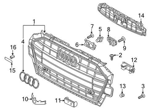 2022 Audi A4 Quattro Grille & Components Diagram 2