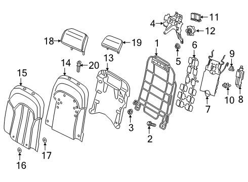 2021 Audi A8 Quattro Rear Seat Components Diagram 1