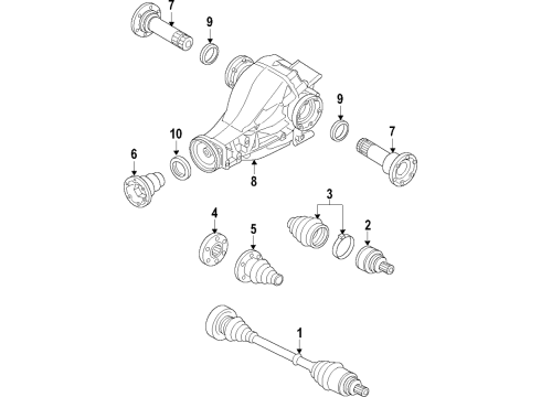 2021 Audi Q5 Sportback Rear Axle, Axle Shafts & Joints, Differential, Drive Axles, Propeller Shaft