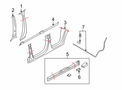 2009 Audi Q7 Center Pillar & Rocker