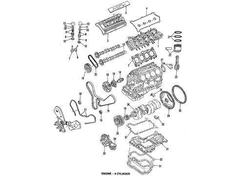 1992 Audi V8 Quattro Engine Parts, Mounts, Cylinder Head & Valves, Camshaft & Timing, Oil Cooler, Oil Pan, Oil Pump, Crankshaft & Bearings