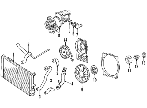 1995 Audi S6 Cooling System, Radiator, Water Pump, Cooling Fan Diagram 2