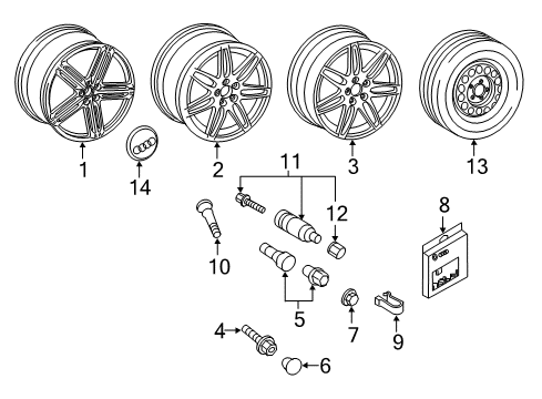 2011 Audi Q7 Wheels, Covers & Trim Diagram 4