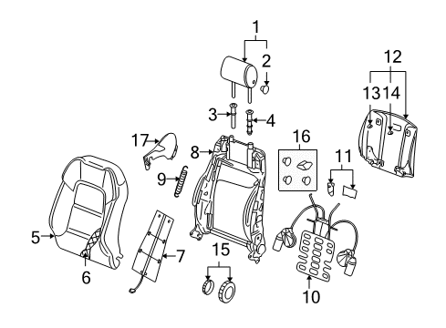 2009 Audi A3 Quattro Front Seat Components Diagram 2