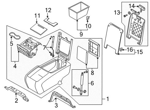 2009 Audi Q7 Front Console, Rear Console Diagram 5