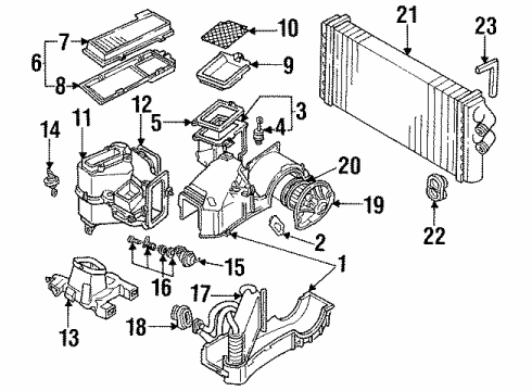 1998 Audi Cabriolet A/C Evaporator & Heater Components