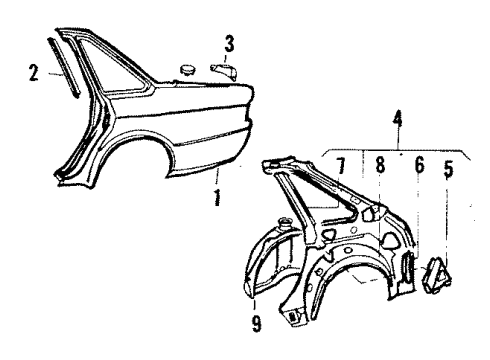 1986 Audi 4000 Quattro Quarter Panel & Components