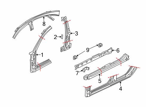 1998 Audi A6 Quattro Hinge Pillar