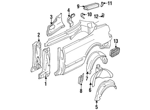 1998 Audi Cabriolet Inner Components - Quarter Panel