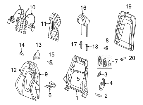 2010 Audi R8 Seat Components Diagram 1