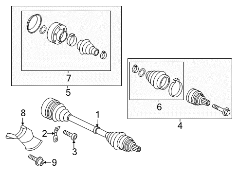 2016 Audi RS7 Drive Axles - Rear Diagram 1