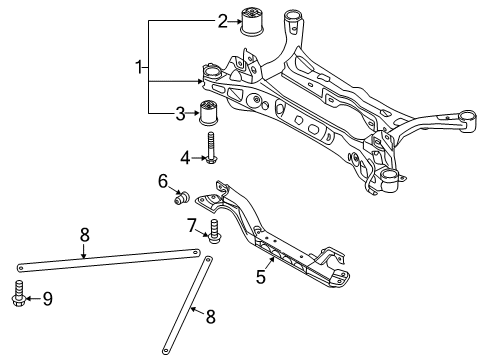 2016 Audi A3 Quattro Suspension Mounting - Rear Diagram 1